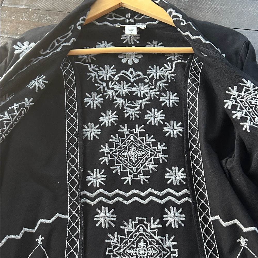 Coldwater Creek Black and White Patterned Embroidered Cardigan - Picture 8 of 11